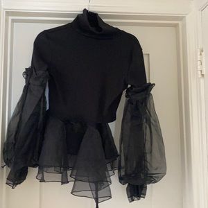 sheer sleeve blouse  : side entry : ticklish tummy